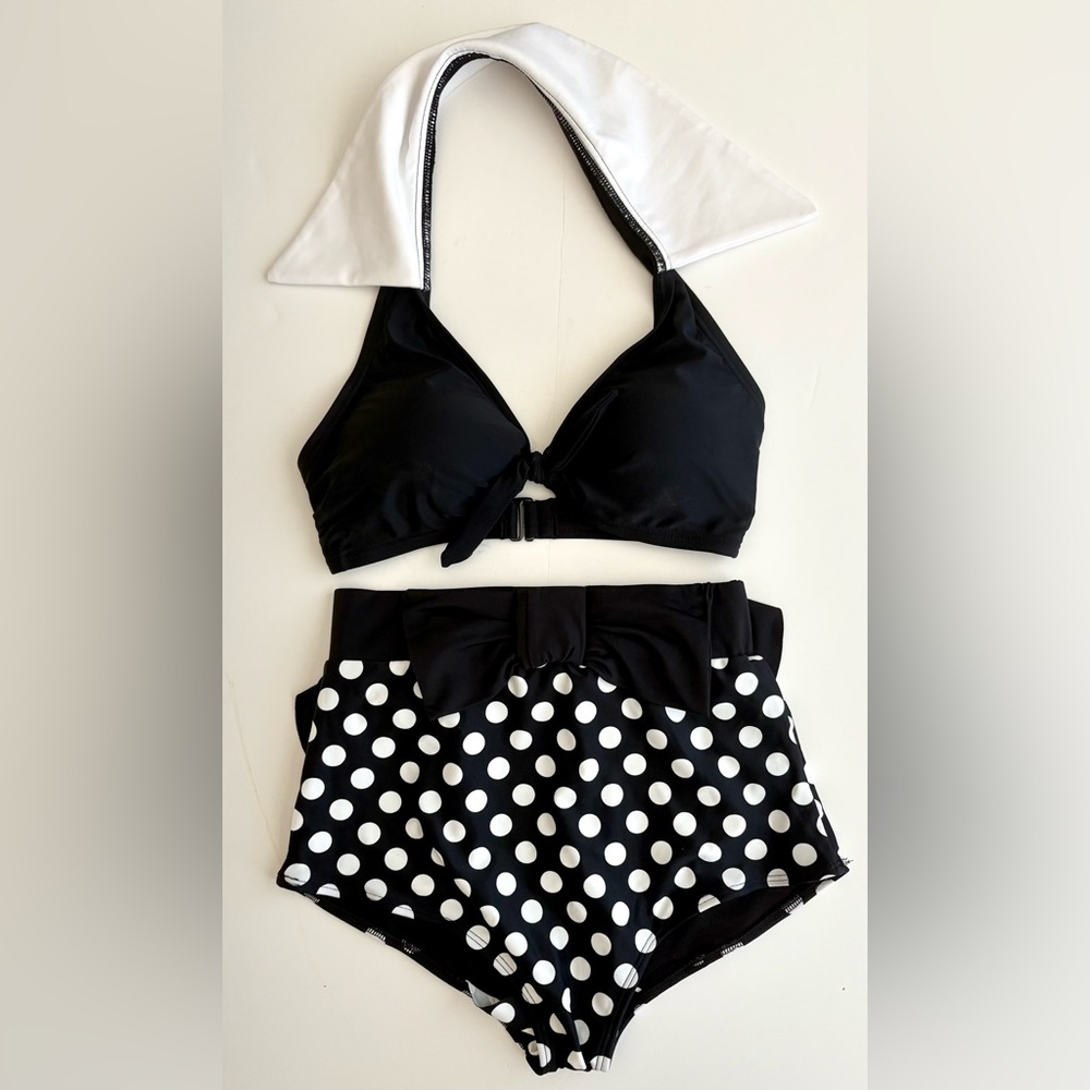 Black w White Polka Dot Bikini main image 0